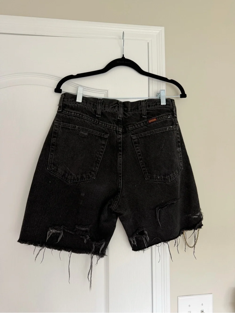 Distressed Black Denim Cutoff Shorts